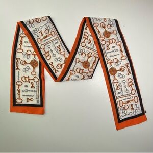 Orange Chain Print Double-Sided Long Scarf Neckerchief